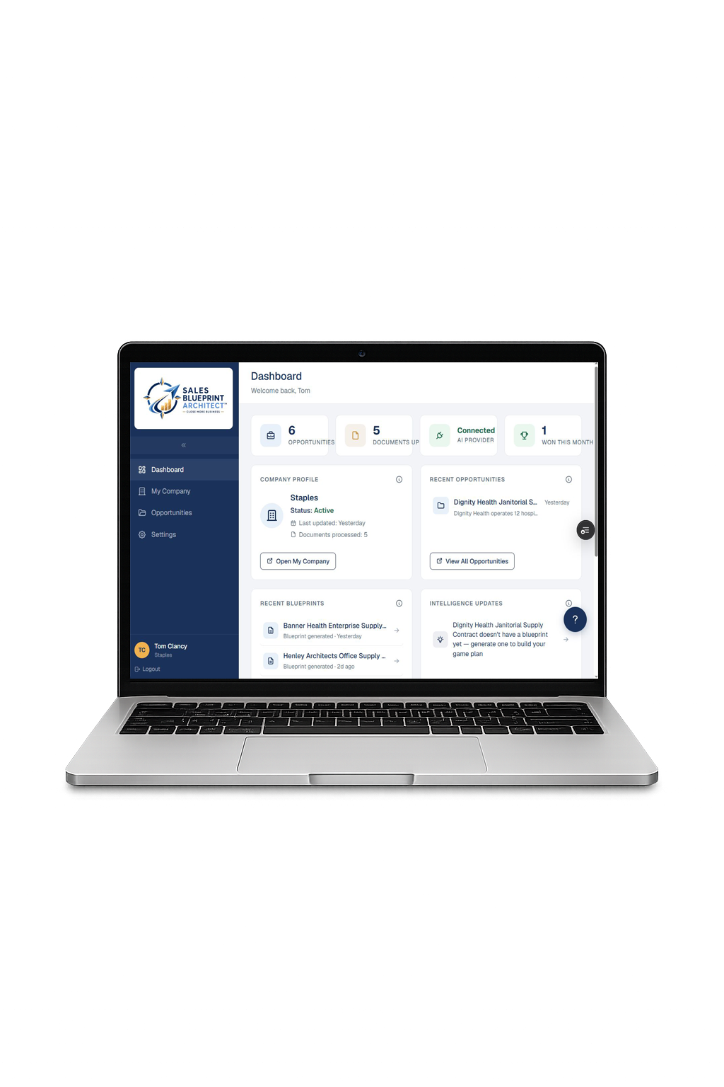 Sales Blueprint Architect on a laptop