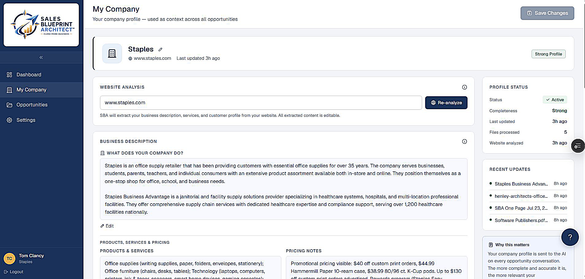 My Company profile